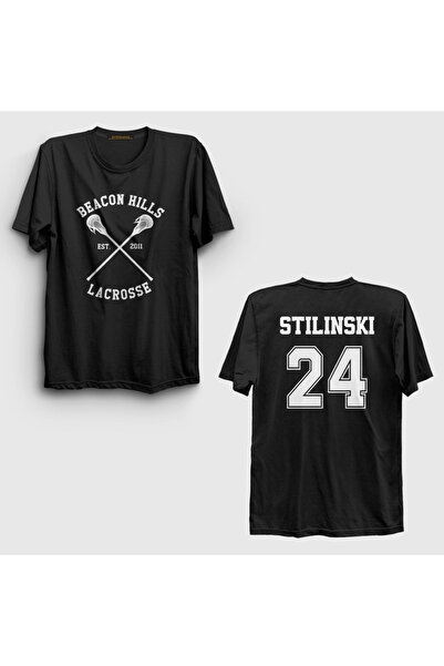 Presmono Unisex Μαύρο T-Shirt 24 Stiles Stilinski με στάμπα Teen Wolf στην πλ...