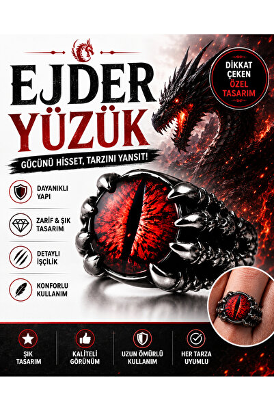 FG KONNİCHİWA Gotik Vintage EJDERHA GÖZÜ Yüzük Erkekler Kadınlar için