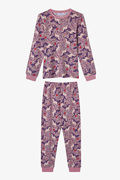 Penti Lila Star Unicorn Langarm-Pyjama-Set für Mädchen