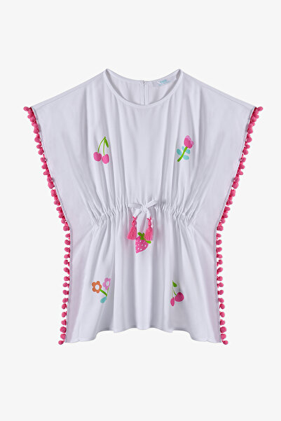 Penti Caftan cu pompon cu model de fructe albe pentru fete
