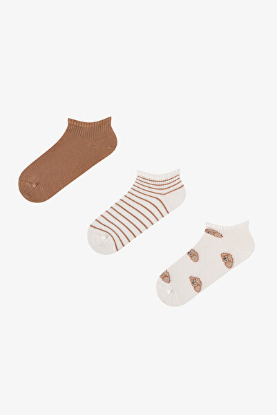 Penti Weißbraune, lockige Hundemuster-Socken, 3 Paar