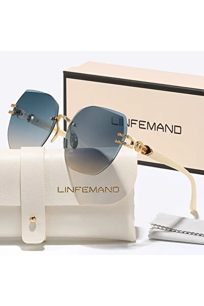 Choice4 Beige LINFEMAND Fashion Geometry Lightweight Frameless Decorative Gla...