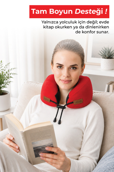 Viscofoam Cosy Ortopedik Seyahat Yastığı Visco Boyun Destekli Seyahat Yastığı - Kırmızı | Ergo Travel