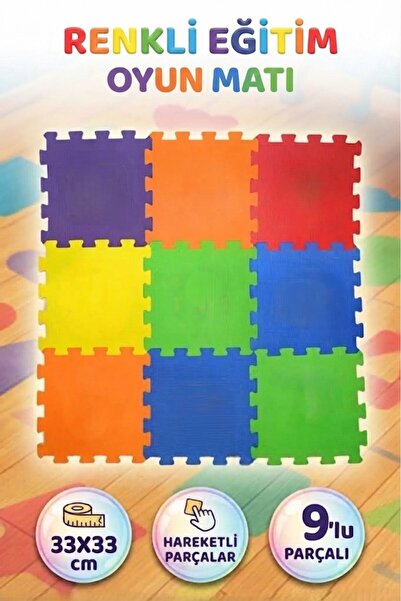 Tıfıl Toys Polimat 33x33 cm 9 mm Düz Renkli Eğlenceli Puzzle Yer Matı ve Eğit...