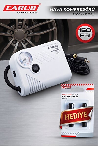 Carub Çakmaklık Girişli Hava Kompresörü 12v 150Psi Bisiklet/ Motor/ Oto Lasti...