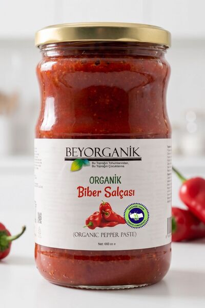 BEYORGANİK Organik Biber Salçası 660cc (PESTİSİT ANALİZLİ)