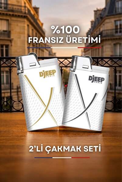 DJEEP X White Serisi 2'li Tasarım Çakmak Seti - Minimalist ve Lüks Metalik Çi...