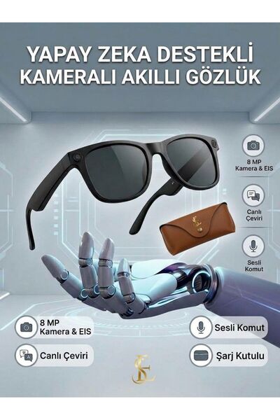 EN SİGA Yapay Zeka 8 MP Kameralı Akıllı Gözlük EIS WiFi Bluetooth Çeviri Sesl...