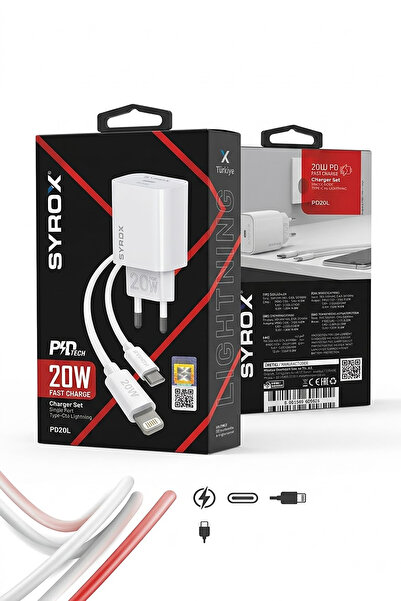 Syrox Iphone Şarj Hızlı 20w Pd Type-c Lightning Şarj Cihazı Pd20l