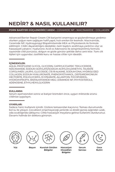 KOREACO PDRN Ceramide Bariyer Güçlendirici Yüz Kremi | Seramid NP ve Niasinamid İçeren Onarıcı Nemlendirici (%99 Saf PDRN Krem) 20 ml
