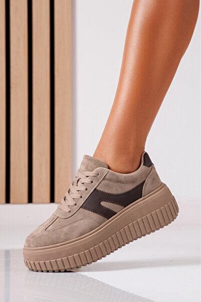 Zaira Adidasi dama khaki din piele ecologica intoarsa Vespera #25565 - 37