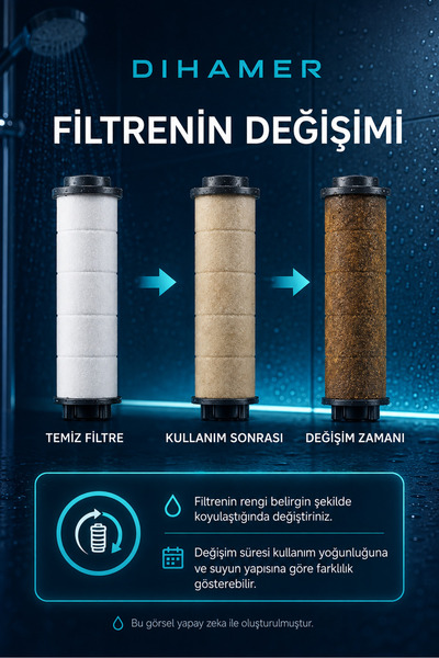Dihamer Premium Filtreli Duş Başlığı | Su Arıtma, Yumuşak Su Etkisi, Ekonomik Kullanım