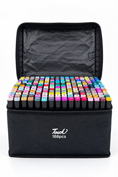 BEYZANA 168 Adet Çift Uçlu Touch Marker Art Tasarım Kalem Seti Çanta Taşınabilir