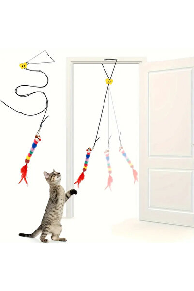 Choice Multicolor Interactive Cat Teaser Toy Adjustable Hanging Door Swing wi...