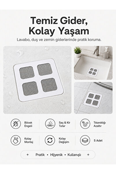 Genel Markalar Yapışkanlı Gider Süzgeci Ve Sineklik Filtresi - Böcek Ve Haşer...
