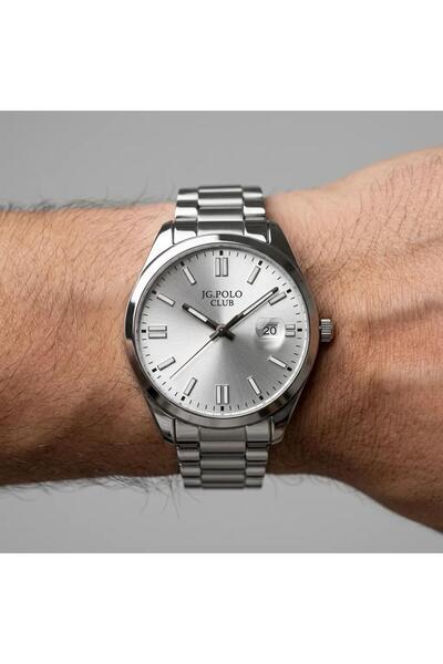 JG. Polo Club Men's Wristwatch Silver Color, Silver Dial - Stylish Metal Band...
