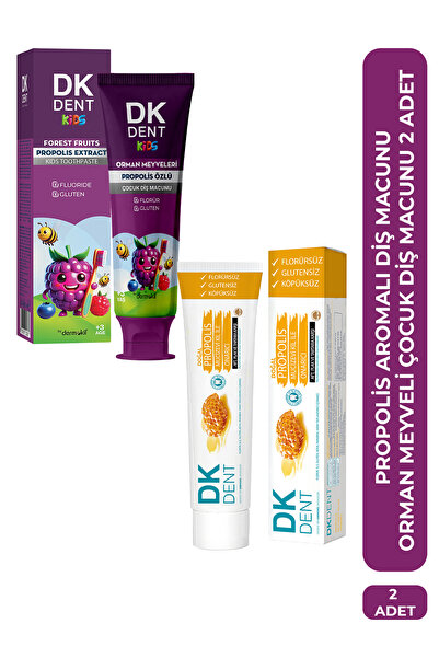 DKDENT Propolis Aromalı Doğal Diş Macunu 75 ml & Orman Meyveli Çocuk Diş Macu...