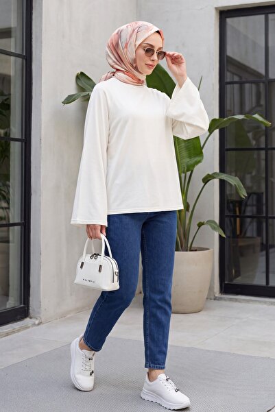 Modamorfo High Waist Straight Leg Jeans with Pockets -Blue