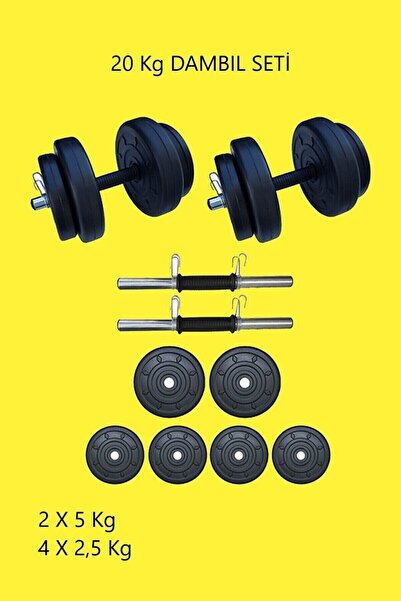 Mocca Style 20 Kg Dambıl Seti Ağırlık Ve Vücut Geliştirme Seti (20 KG PLAKA A...