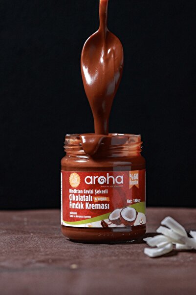 AROHA Hindistan Cevizi Şekerli Çikolatalı Fındık Kreması %72 Fındık 2'li Paket (180 G X 2 Adet)