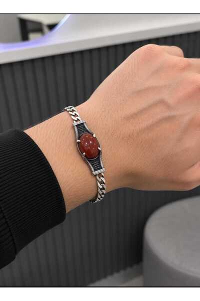 Noda Silver 925 ayar taşlı erkek bileklik