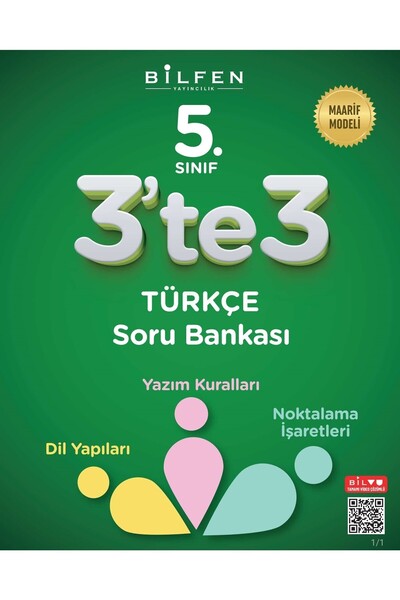 Bilfen Yayıncılık 5.SINIF 3 TE 3 TÜRKÇE SORU BANKASI DİL YAPILARI YAZIM KURAL...