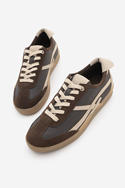 Marjin Women's Sneaker Lace-Up Sports Shoes Alvena Brown Suede