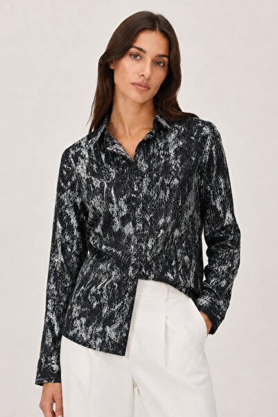 Nuevo Modern Design Cuffed Linen Black Women's Shirt – Long Sleeves and Styli...