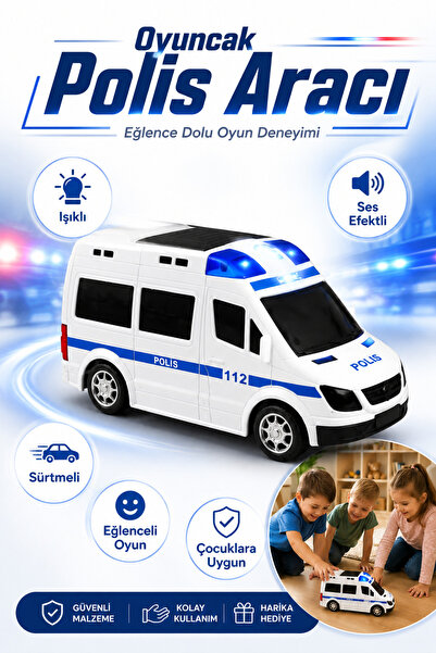 PONİKİDO لعبة سيارة الشرطة 112 مع مؤثرات صوتية - تصميم ثلاثي الأبعاد
