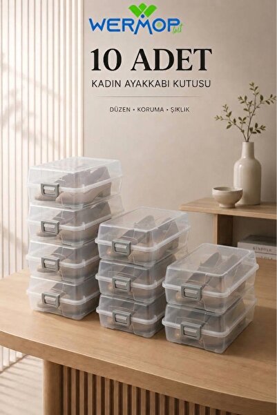 SAFİR 10'LU ŞEFFAF KADIN AYAKKABI KUTUSU – AYAKKABI DÜZENLEYİCİ VE SAKLAMA OR...