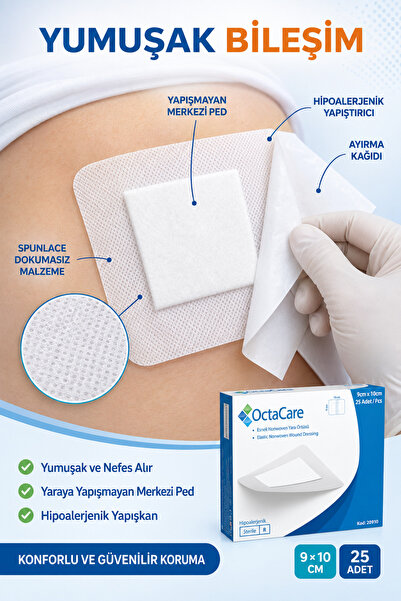 Octacare Esnek Yara Örtüsü 9cm x10cm (25 adet )