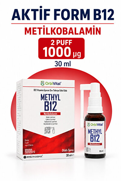OrbiVital B12 Vitamini 1000 mcg Metilkobalamin 200 Puff Dilaltı Sprey 30 ml