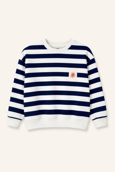 Generic Brand Unisex Children's Striped Sweatshirt - Navy Blue Striped