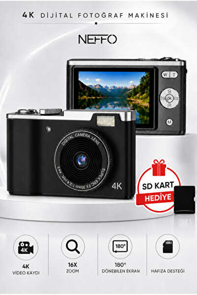 NEFFO Dijital Fotoğraf Makinesi | 48MP | 8X Dijital Zoom | Video & Selfie Des...