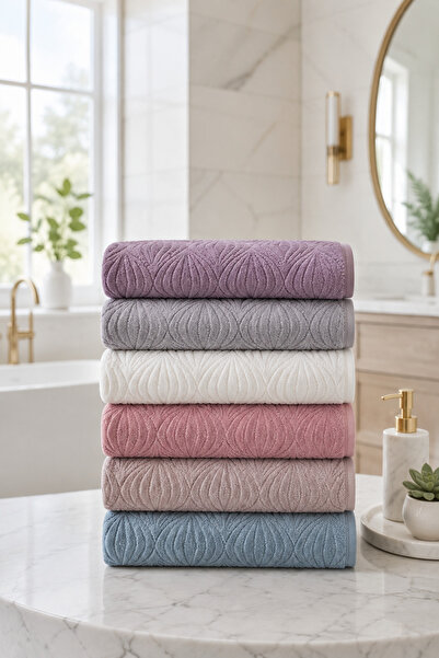 Bella Home Sarra 50x90 Midye Renkli El Havlusu - 6 Adet - %100 Cotton