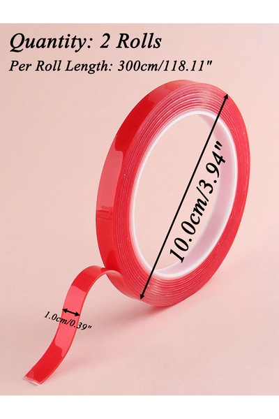Choice5 3m X 10mm - 2 Rolls 1 to 5 Rolls Double Sided Red Adhesive Nail Tape ...