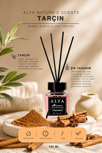 ALYA Nature's Scents Cinnamon Bambu Çubuklu Oda Kokusu- Tarçın Kokusu