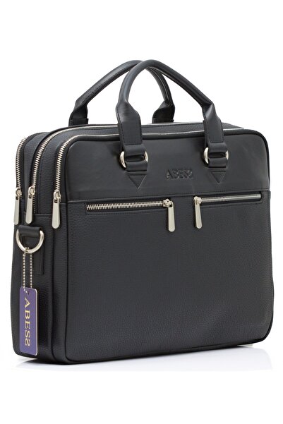 ABESS Şık Tasarım Laptop Bölmeli Evrak Çantası - Lüks Vegan Deri İş Çantası -...