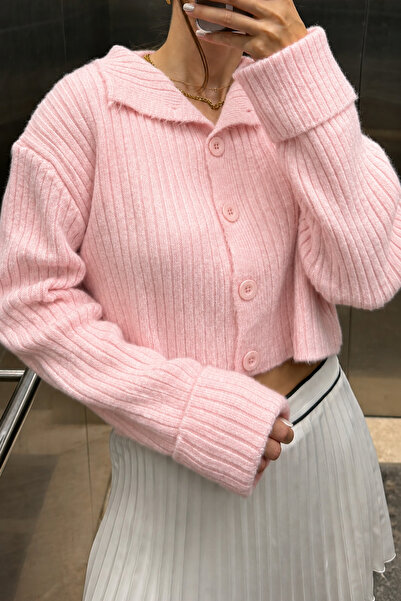 Noi Belis Basic Crop Yumuşak Dokulu Dik Yaka Triko Hırka AW25HI0004
