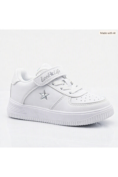 Look Life Λευκά παιδικά σχολικά παπούτσια με Velcro - Άνετα καθημερινά αθλητι...