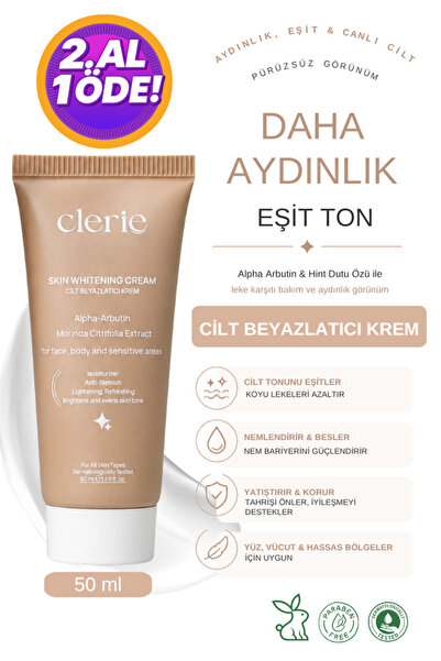 Clerie Cosmetics Skin Whitening Cream – Indian Mulberry Alpha Arbutin, Anti-B...