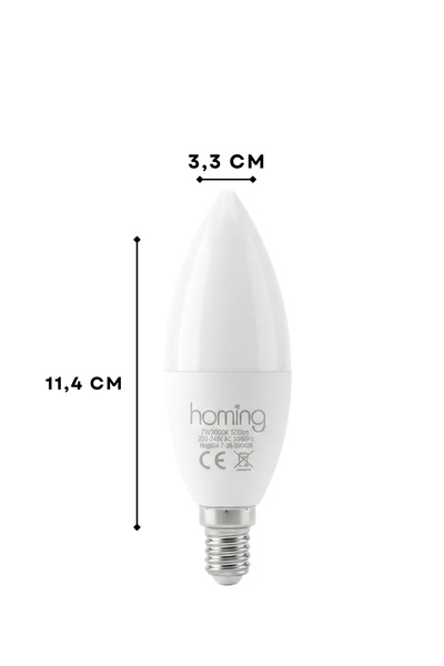 HOMİNG Homing E14 Led Ampul 7w 670 lm Güneş Işığı 3000K