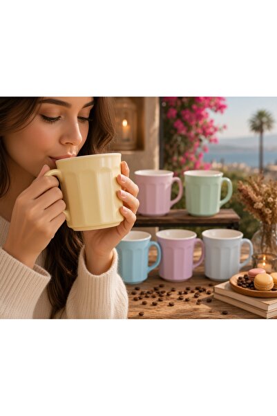 Trend Home Life 6’lı Herakles Renkli Kupa Bardak Takımı Kahve Bardağı, Kupa, ...