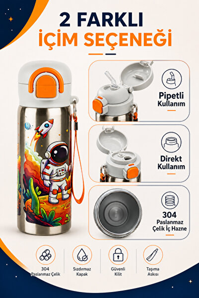 Sowo Home Siply 600 ml Patterned 304 Stainless Steel Children's Water Bottle,...