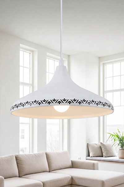 Marrien Nova Tulip Modern Tekli Beyaz Metal Sarkıt (35 cm) Salon, Mutfak & Ca...