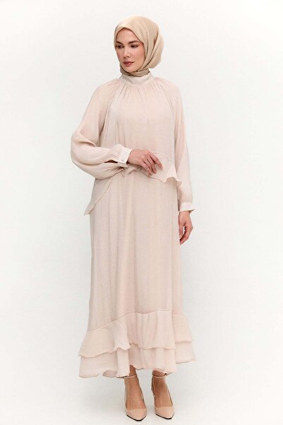 Setrms Volanlı Reglan Şİfon Elbise