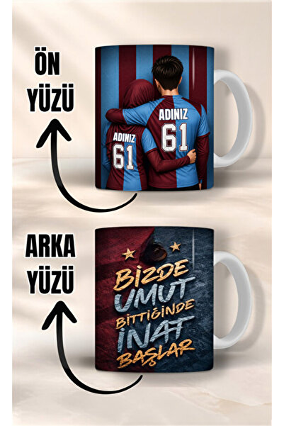 Evion Kişiye Özel Trabzon Temalı Sevgili Kupası - Size Özel İsimli Çift Taraf...