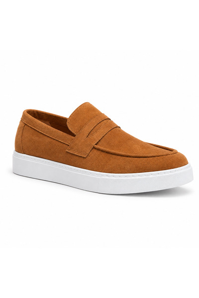 BESKAR Ba0580 Taba Suede Men's Shoes - Laceless Belted High-Sole Comfortable ...