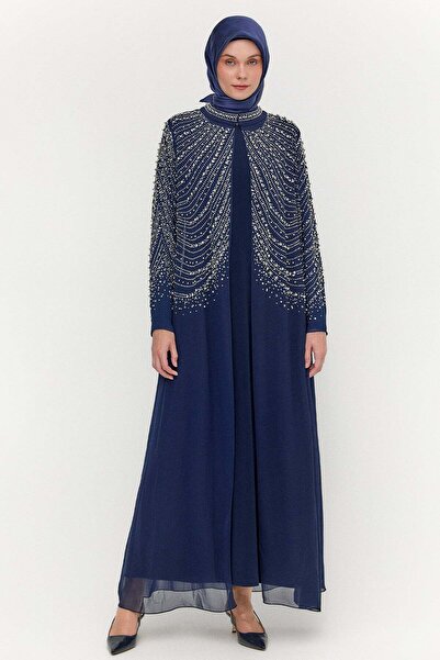 Setrms Taş Detaylı Tül Abaya Takım