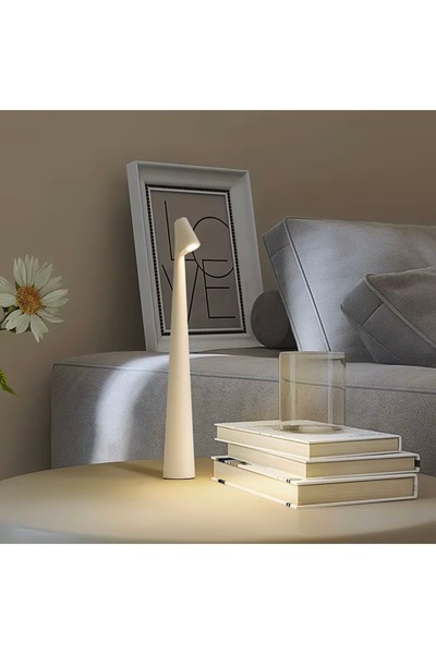 Zen Store مصباح طاولة LED أبيض حديث قابل لإعادة الشحن |   مصباح مكتب لاسلكي ق...